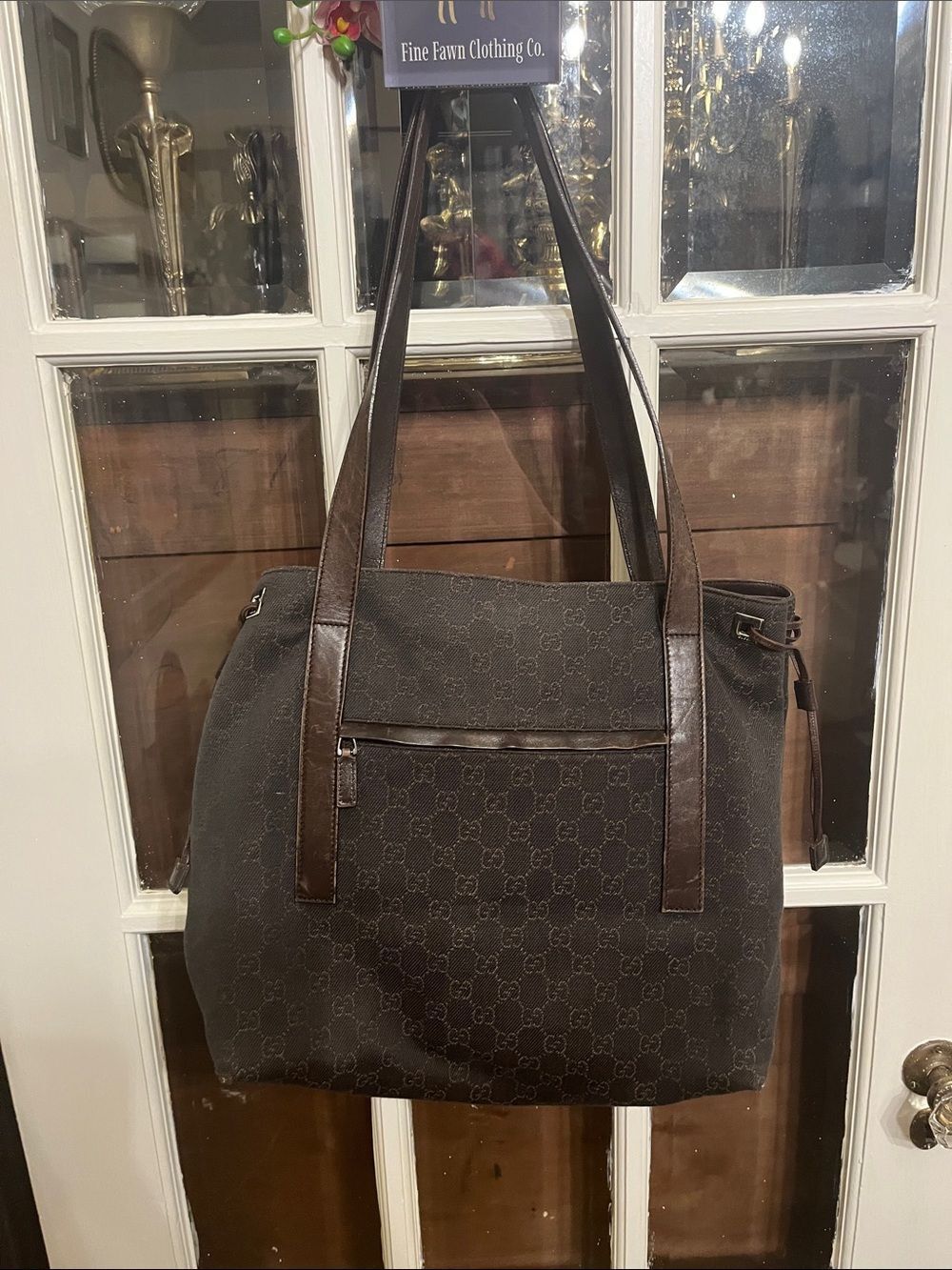 Gucci Brown Monogram Tote with Leather Straps - Picture 3 of 16
